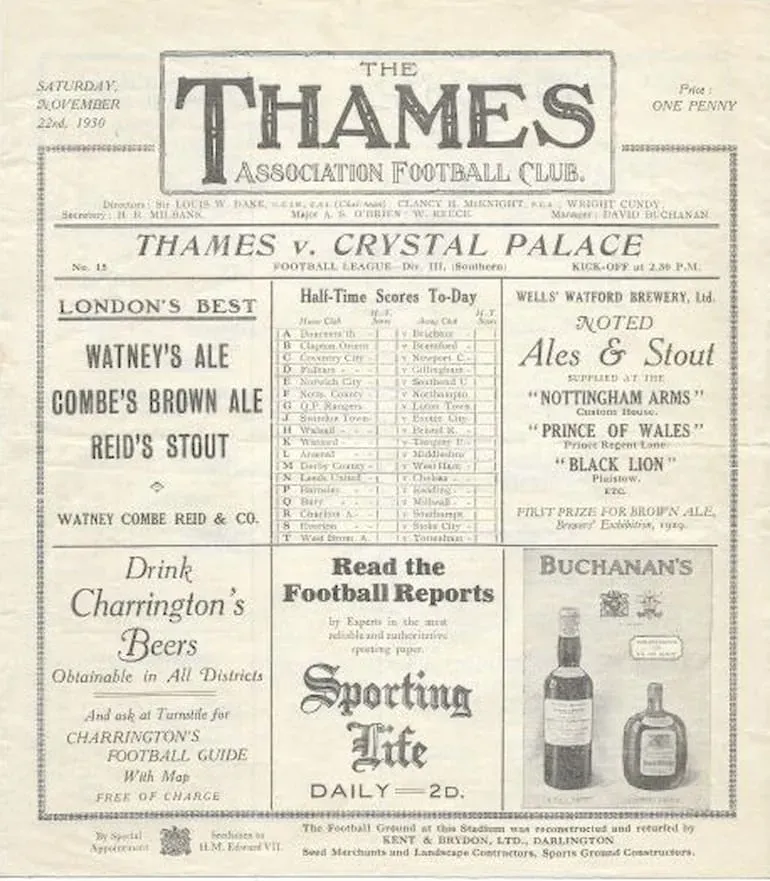 Thames AFC Programme