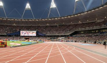 Athletics track for 100 metre sprint