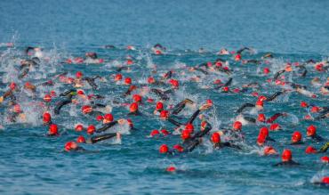 Triathlon starts with open water swimming